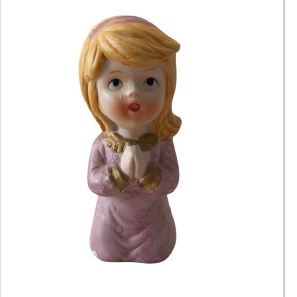 Vintage HomeCo #5211 porcelain praying girl 2 small marks see last 2 photos GVC - Picture 1 of 7